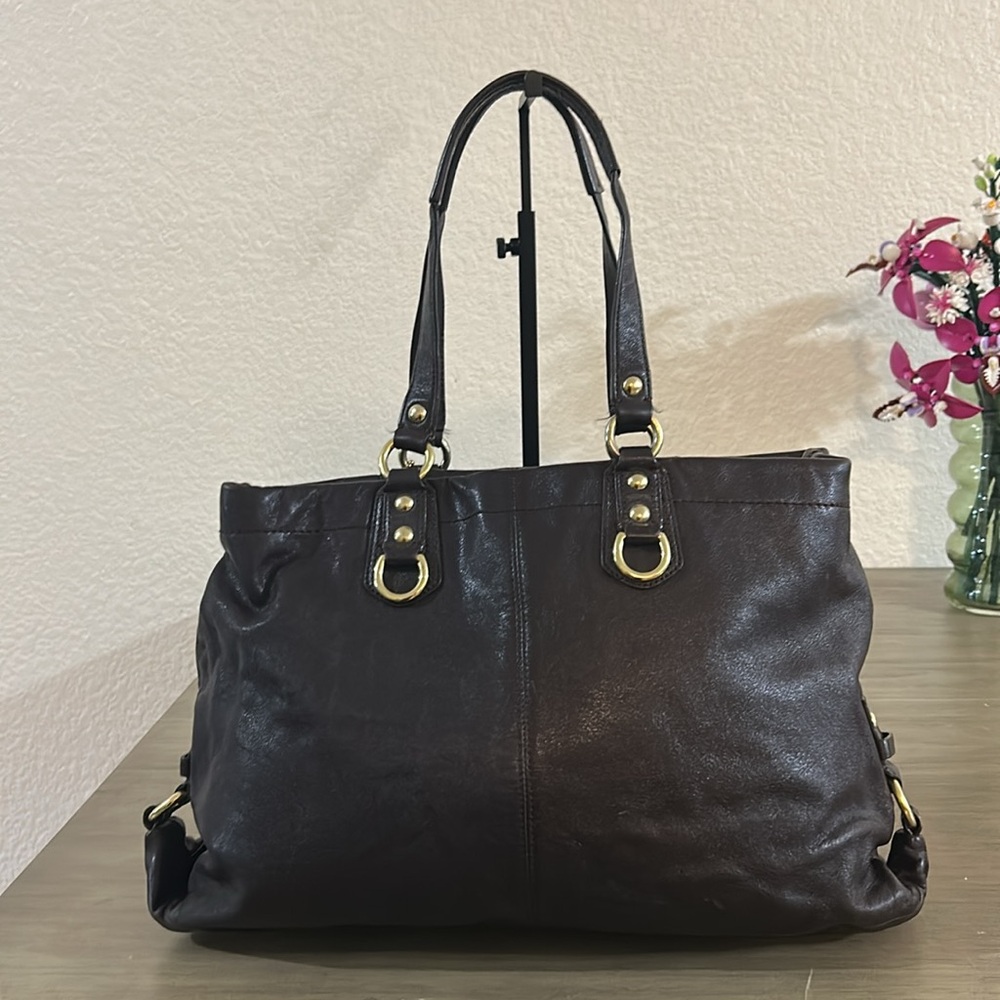 Coach F15513 Brown Leather Ashley Shoulder Bag Handbag Tote Purse - Picture 2 of 13